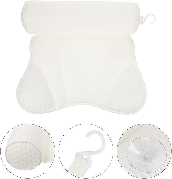 Ciieeo Bath Pillow for Tub with Soft Mesh Fabric, Non-Slip Suction Cups, and Washable Elegant Pattern – 1pcs Spa Tub Cushion for Relaxing Bathtub and Home Bathing