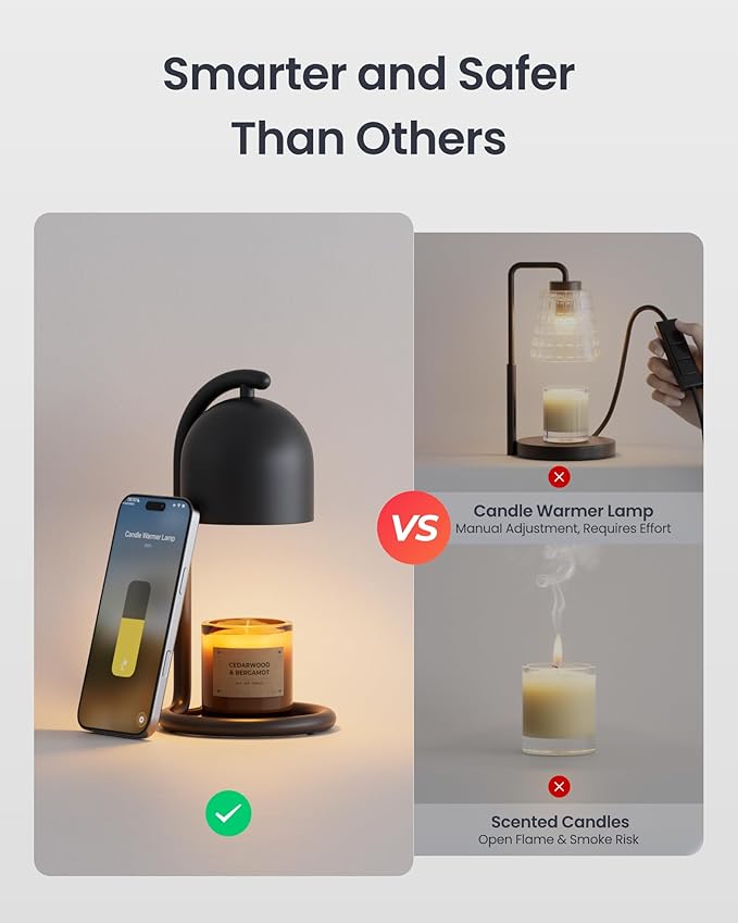 SwitchBot Candle Warmer Lamp with Gift Box Matter-Certified Voice Control, Birthday Gifts for Women Mom, House Warming Gifts New Home Decor, Dimmable Flameless Candle Wax Melter