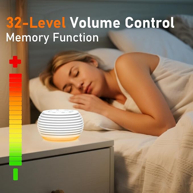 SleeZOO Portable Sound Machine White Noise Machine Sleep Machine with 30 Soothing Sounds 32 Volume Levels 5 Timers 12 Lights Memory Function Rechargeable for Baby Kids Adults and Home Office Travel