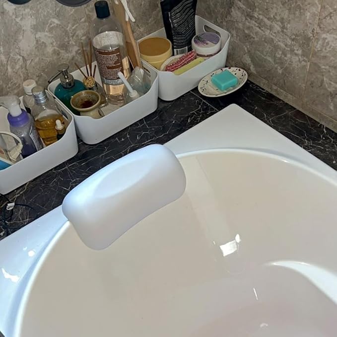 Zerodeko Tub Pillow with Suction Cups White Bath Pillow Head Support Cushion for Neck and Back Relaxation in Bathtubs