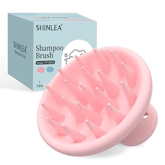 Silicone Scalp Massager Shampoo Brush, Head Scrubber with Soft Bristles for Hair Growth, Scalp Exfoliator for Dandruff Removal, Wet Dry Hair Brush for Scalp Care, Pink