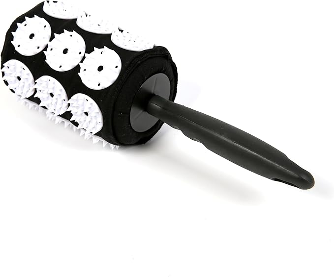 Bed of Nails Acuroller - Acupressure Massage Roller for Lymphatic Flow, Neck Massager, Back Scratcher, Muscle Tension and Pain Relief, Relaxation, Hand Massager Tools, Black
