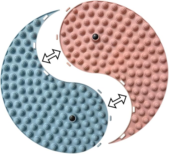 Foot Massager Mat, Yinyang Balance Tai ji Bagua Pattern with Magnetic Therapy, Acupressure Reflexology Mat for Daily Foot Relaxation and Pain Relief, Pink and Blue