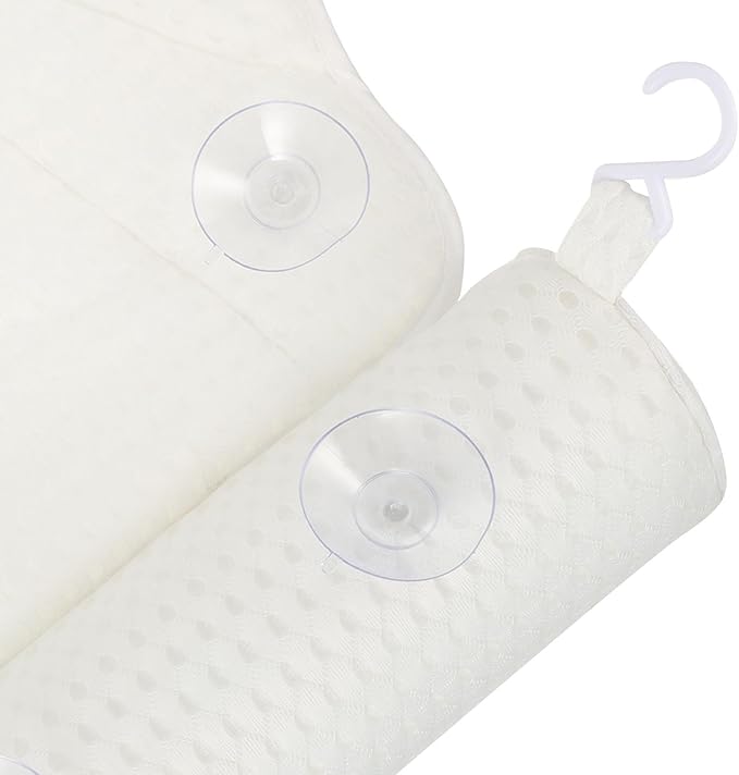 Ciieeo Bath Pillow for Tub with Soft Mesh Fabric, Non-Slip Suction Cups, and Washable Elegant Pattern – 1pcs Spa Tub Cushion for Relaxing Bathtub and Home Bathing
