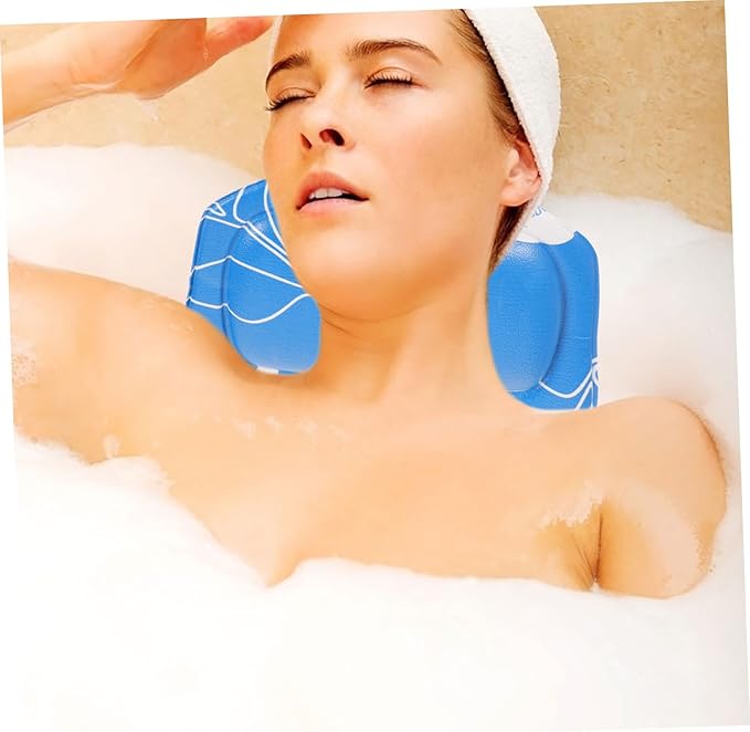 FRCOLOR Comfortable Bath Pillow for Tub Soft Foam Head Support Suction Cups Easy to Clean for Relaxing Bathing Experience for Spa and Home Use