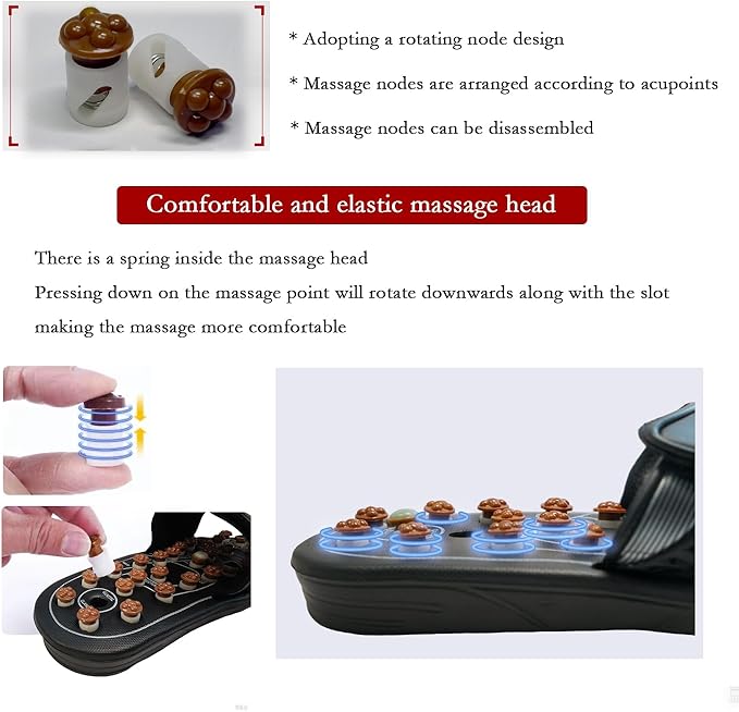 Acupressure Sandals,Acupressure Foot Massager with Anti-Slip Sole,Plantar Fasciitis Relief with Imitate Person Rotation Finger Pressure (Black, XL-Men(9-10.5))