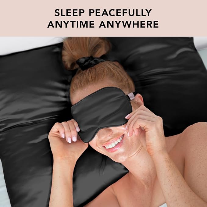 Kitsch Weighted Satin Sleep Mask - Weighted Eye Masks for Sleep and Travel - Lavender Ultra-Soft Sleeping Eye Mask for Women and Men - Light Blocking, Adjustable Strap, (4.1oz/116g)