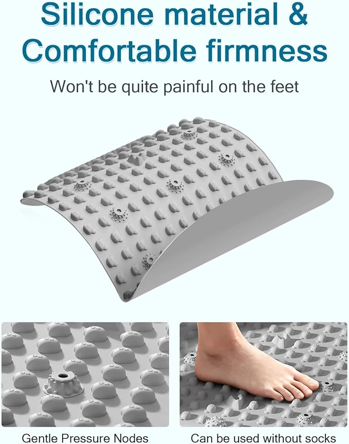 Acupressure Foot Massager Mat with Massage Ball - Comfortable Silicone Mat with 7 Therapeutic Magnets, Non-Slip Design for Stress Relief, Improve Foot Health, Home & Office Use, 30 x 18 inches