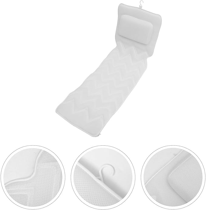 Zerodeko Bathtub Pillow with Suction Cups, Large 3D Breathable Mesh Bath Cushion with Head and Neck Support, Non-Slip Tub Pillow for Relaxing Spa and Bathing