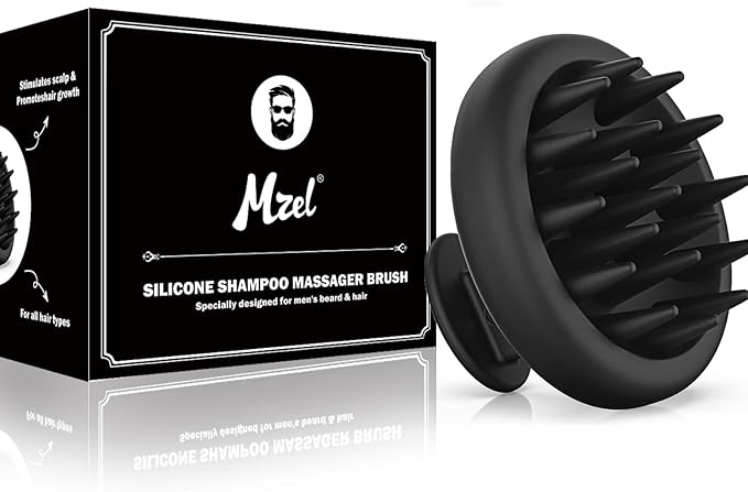 MZEL Silicone Scalp Massager Shampoo Brush for Hair Growth, Beard Brush for Men, Face & Beard Scrubber Exfoliator, Wet Dry Shower Head Scalp Massager for Exfoliating Dandruff, Gifts for Him Father