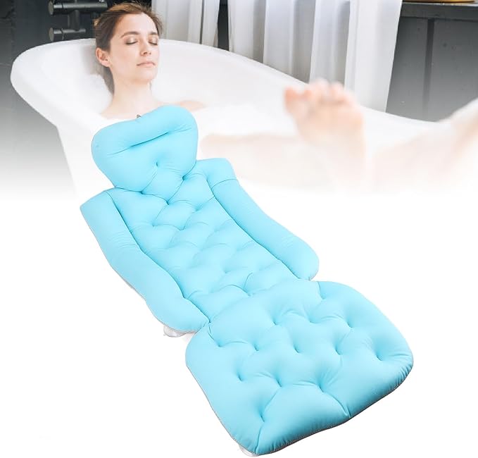Full Body Bath Pillow for Bathtub, Spa Bathtub Cushion for Head Neck Shoulder Back Support, Bathtub Full Body Mat Adult Bath Mat with Suction Cups, Bath Cushion for Tub (#1)