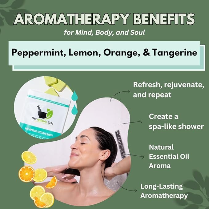 Morning Citrus Mint Shower Steamers Aromatherapy for Energy - USA Made Valentines Day Gift for Her and Him - Peppermint & Orange Shower Bomb Tablets – Soothing Natural Essential Oils (10 Pack)