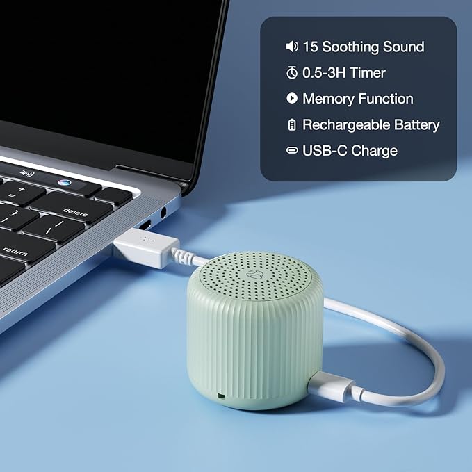 White Noise Machine Baby Portable Sound Machine,LEICEX Travel Sound Machine,15 Non-Looping Sound Timer and Memory Play, Mini White Noise Machine for Sleeping Office Travel （Mint）