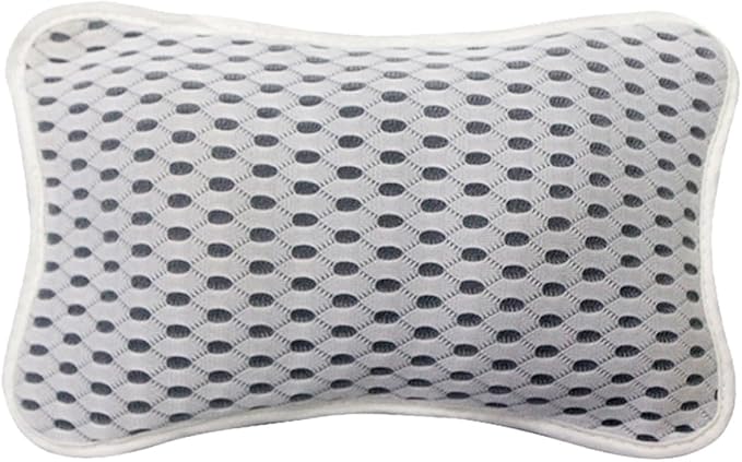Homoyoyo 3D Mesh Bath Pillow for Tub, Non-Slip Bathtub Cushion with Head and Neck Support, White Polyester Spa Pillow for Home Shower and Relaxation