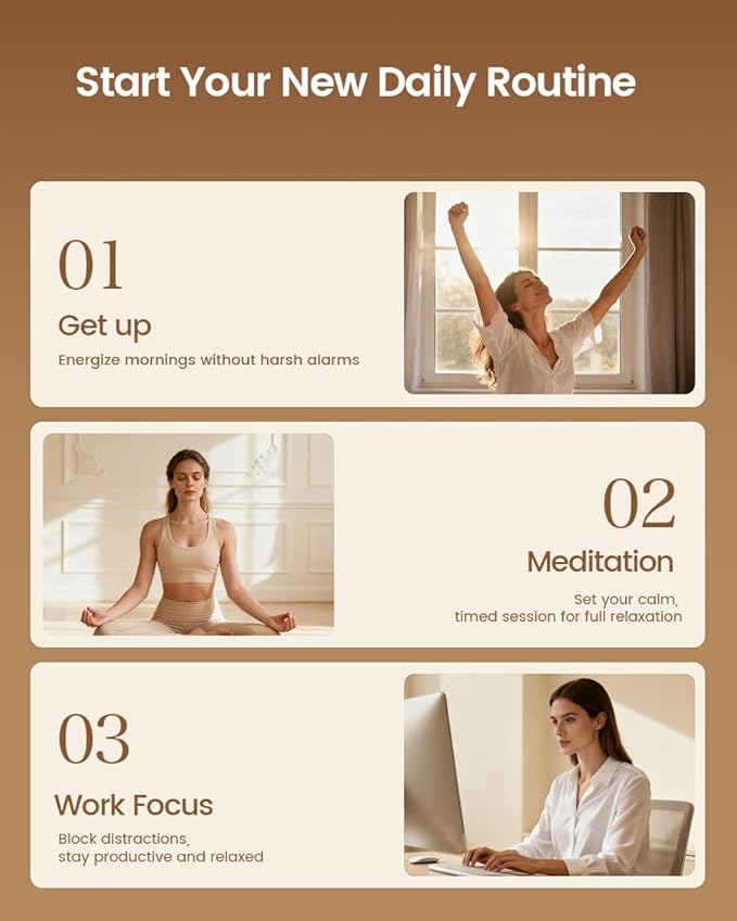 Glocusent Sunrise Alarm Clock for Bedrooms, Dual Alarm Clock Sound Machine & 14 White Noise, 2×Stereo Bluetooth Speaker/Radio/TF, 8 Color Night Light, 10-Level Dimming, Wake Up Light for Adults & Kids