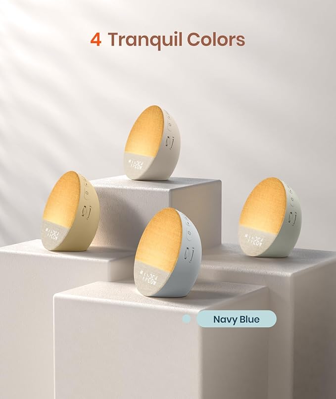 Dreamegg Sunrise 1 - Sunrise Alarm Clock, Sound Machine for Sleep, Customizable Sleep Routines, Dimmable Night Light, 29 Soothing Sounds, White Noise Machine, Wake Up Light for Bedrooms(Blue)