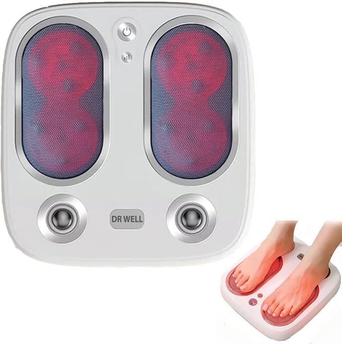 DR. WELL Shiatsu Foot Massager with Warm and Vibration, Deep Acupressure Electric Foot Massager for Plantar Fasciitis, Neuropathy. Suitable for Home and Under-Desk use.