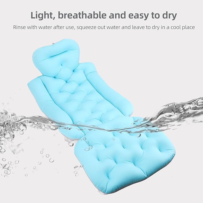 Full Body Bath Pillow for Bathtub, Spa Bathtub Cushion for Head Neck Shoulder Back Support, Bathtub Full Body Mat Adult Bath Mat with Suction Cups, Bath Cushion for Tub (#1)