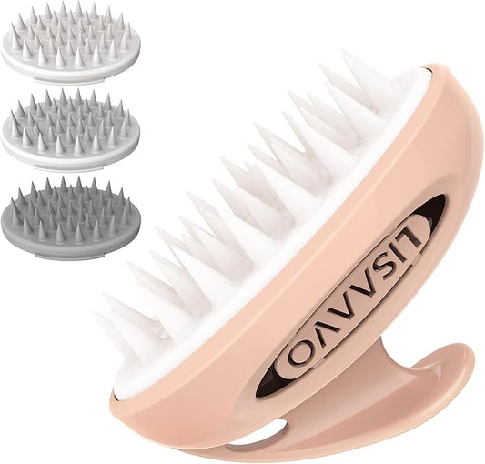 3 in 1 Hair Growth Scalp Massager,Replaceable Shampoo Brush for Relaxing,Deep Cleansing Exfoliator & Soothes itching - Wet/Dry Use for All Hair Types,Pink