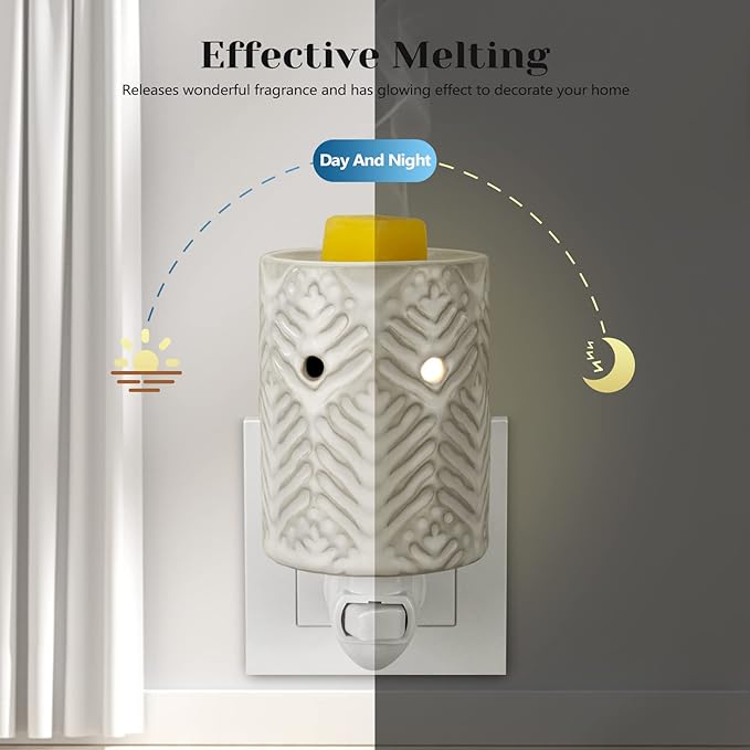 STAR MOON Ceramic Pluggable Wax Melt Warmer for Scented Wax, Diffuser for Fragrance Oil, Candle Melter Plug in Wall for Home, Office and Spa, Ideal Gifts, with Two Bulbs