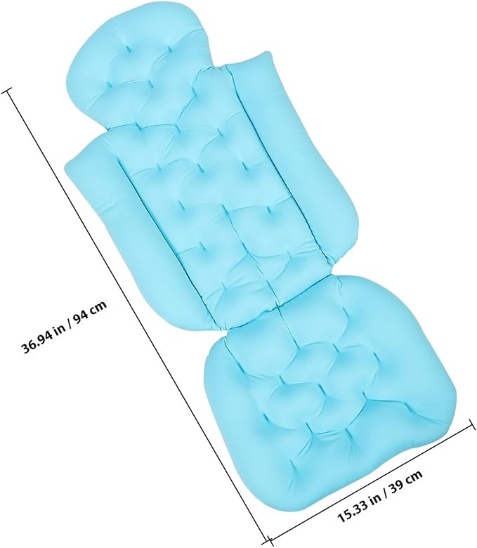 PRETYZOOM Adult Bath Cushion Bath Pillow for Tub with Integrated Small Suction Cups Full-Body Bathtub Mat in Sky Blue for Back and Neck Support