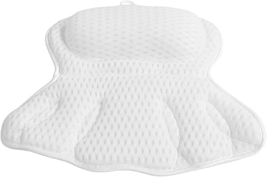 4d Bath Pillow for Tub, Neck and Back Support Tub Headrest with Non-Slip Suction Cups, Machine Washable Soft Bath Cushion for Relaxing Spa and Adult Bathroom Use
