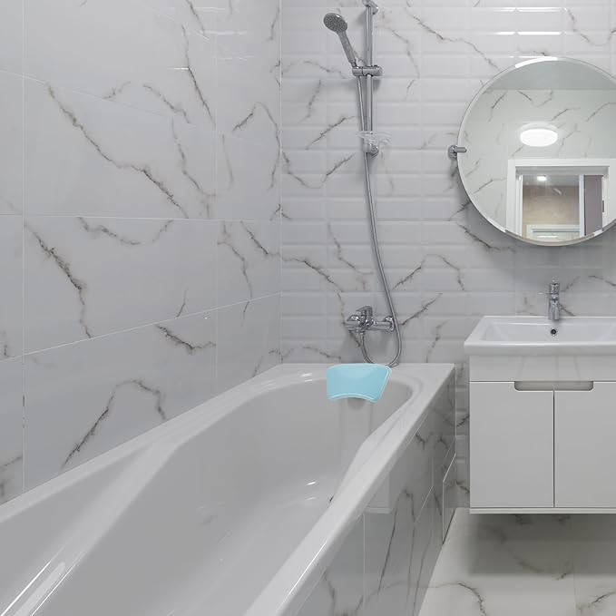 TEHAUX Bath Tub Pillow Headrest, Soft Sturdy Pu Bathtub Neck Pillow for Soaking, Relaxing Spa Accessory with Suction Cups, Comfortable Bath Head Rest for Home Spa Use