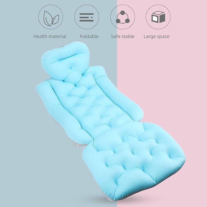 Full Body Bath Pillow for Bathtub, Spa Bathtub Cushion for Head Neck Shoulder Back Support, Bathtub Full Body Mat Adult Bath Mat with Suction Cups, Bath Cushion for Tub (#1)