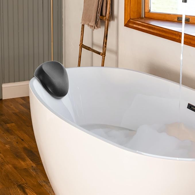 Waterproof Bath Pillow for Tub with Non-Slip Suction Cups Neck Support Bath Cushion for Bathtub Quick-Drying Dark Headrest Pillow