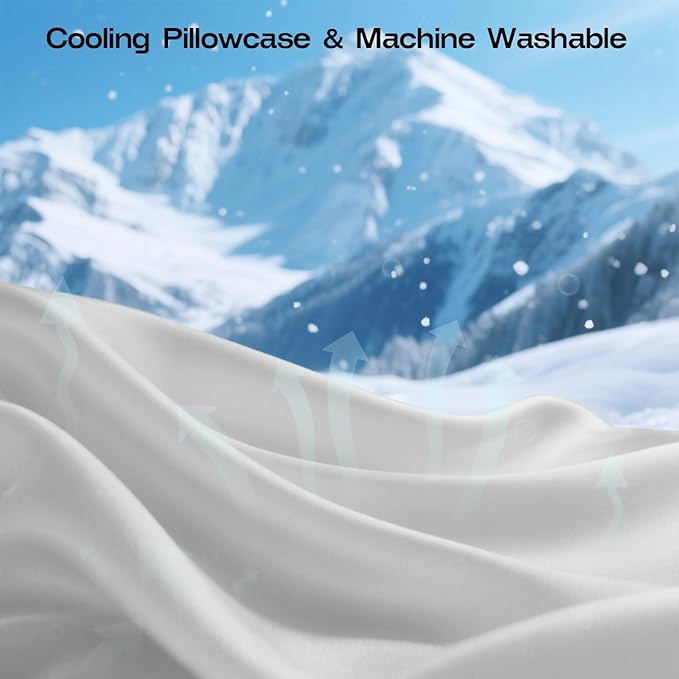 Side Sleeper Pillows - Patented Cervical Neck Pillow for Sleeping with Cooling & Removable Cover- High Loft Heavy Density Memory Foam Pillow for Side Back Sleepers (Light Grey)