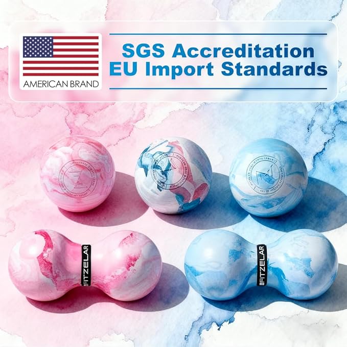 Double Lacrosse Massage Ball for Myofascial Release, SGS Certification, Massage Deep Tissue for Waist Back Feet, Trigger Point Therapy, Muscle Knots, Peanut Massage Ball for Muscle Pain