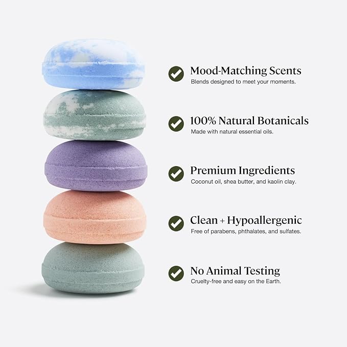 Sprig by Kohler Bath Bomb Gift Set, Hypoallergenic, Made with Natural Botanicals & Premium Skincare Ingredients (Shea Butter, Coconut Oil, & Kaolin Clay) - 6 Pack