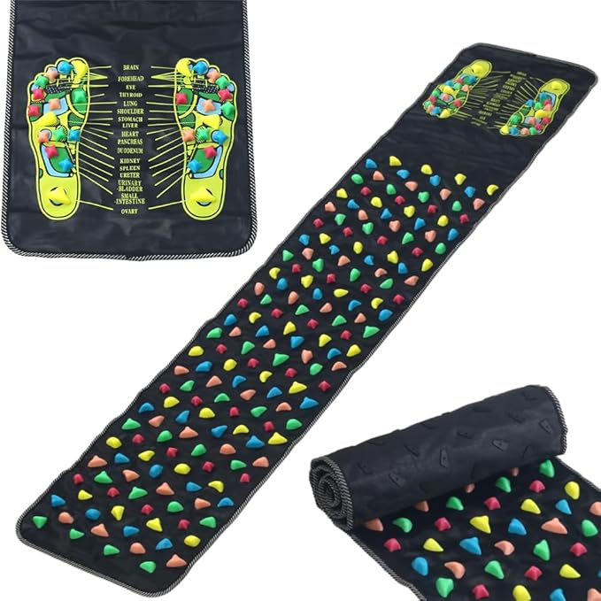 Japard Long Foot Massage Mat, 5.74ft (68.9 x 13.78 Inches), Reflexology Acupressure Mats with Chart, Foot Pressure Acupoint Massager for Elderly and Office Workers