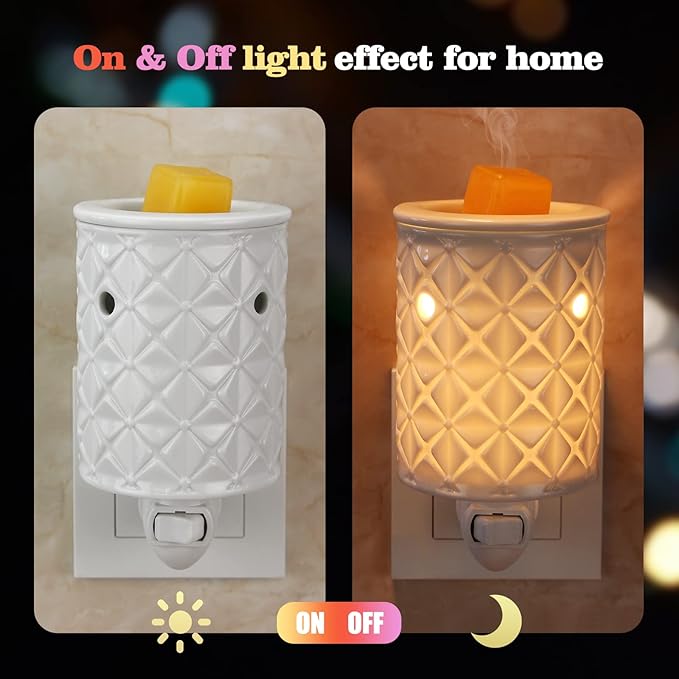 STAR MOON Ceramic Wax Melt Warmer, Plug in Wax Warmer for Scented Wax, Scentsy Wax Warmer for Fragrance Oil, Night Light Wax Burner Decoration with Two Bulbs