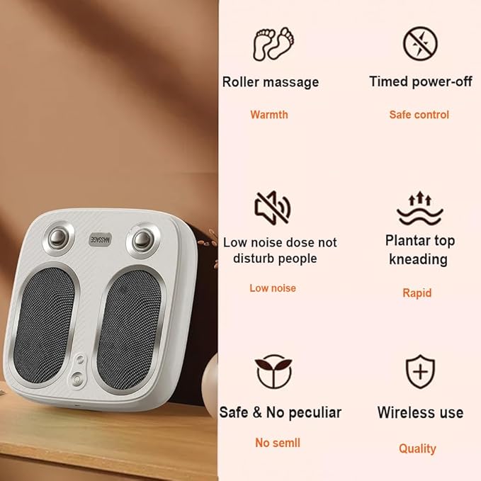DR. WELL Shiatsu Foot Massager with Warm and Vibration, Deep Acupressure Electric Foot Massager for Plantar Fasciitis, Neuropathy. Suitable for Home and Under-Desk use.