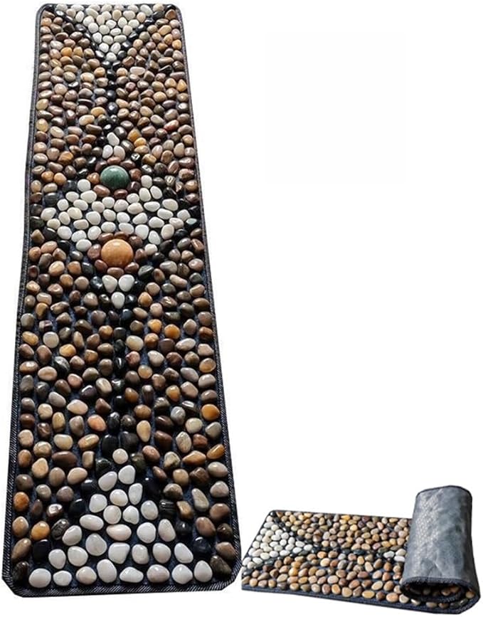 Foot Massage Mat, Rock Mat for Feet, Stone Foot Acupressure Mat with Coral Fleece and Pebbled Design for Relaxation and Health(C)