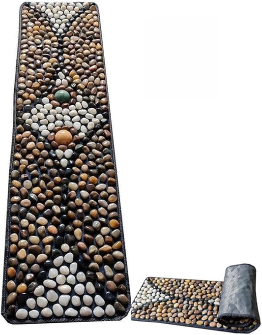 Foot Massage Mat, Rock Mat for Feet, Stone Foot Acupressure Mat with Coral Fleece and Pebbled Design for Relaxation and Health(C)