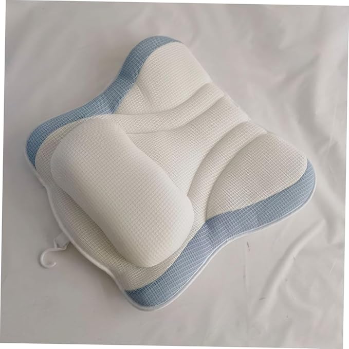 Zerodeko Bathtub Pillow with Suction Cups, Mesh Spa Neck Support Cushion 48x42x10cm, Non-Slip Breathable Bath Pillow for Soaking Tub Relaxation