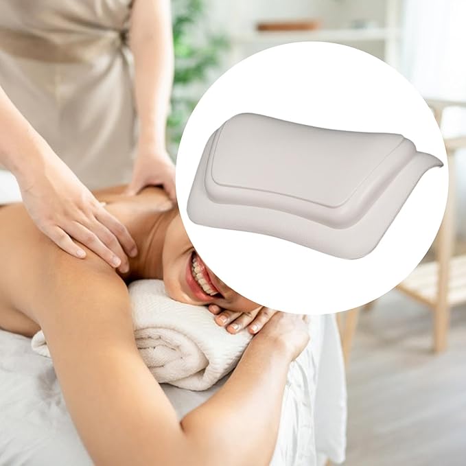 Bath Pillow for Tub, Headrest, Comfortable Neck Support with Suction Base, Non-Slip, Bathroom Essentials for, White