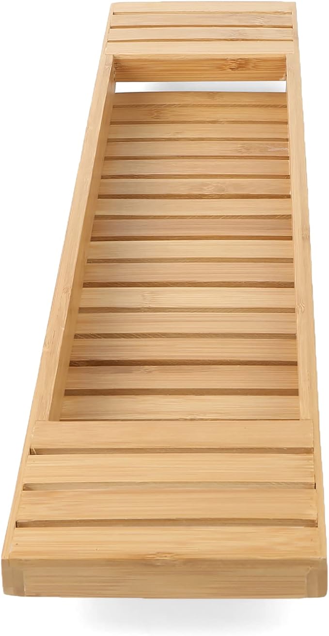 Mind Reader Bathtub Tray, Shower Organizer, Bathroom Accessory, Wood Tray, Rayon from Bamboo, 27.5" L x 5.75" Wx 1.75" H, Brown