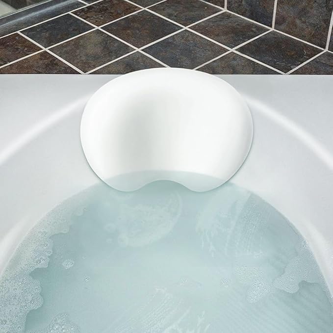 Luxury Bath Pillow for Tub with Non-Slip Back Support, 3D Ergonomic Headrest Cushion for Bathtub Neck Relief, White Bath Pillow Accessory for Home Spa and Relaxation