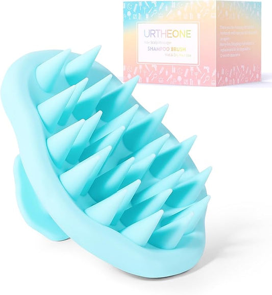URTHEONE Scalp Massager Shampoo Brush for Hair Growth,Soft Silicone Scalp Scrubber Shower Brush for Women Men Kids Stress Relax&Scalp Exfoliator,Scalp Scrubber for Dandruff Removal (Cyan)
