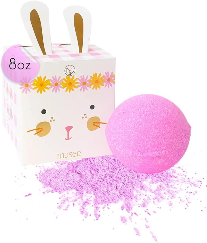 Musee Pink Bunny 8oz Bath Bomb | Relaxing Aromatherapy Bath Bombs | Gifts for Women, Teens, Kids & Sensitive Skin | Bath Bombs for Women | Surprise Inside | Handmade in The USA