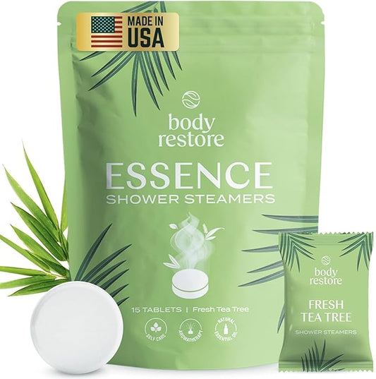 Body Restore Bath Bombs Aromatherapy 15 Pack – Birthday Gifts for Women, Men, Easter Basket Stuffers, Stress Relief, Relaxation, Self Care – Tea Tree Shower Steamers