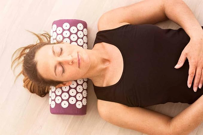 Acupressure Mat and Pillow Set - Relieves Stress, Back, Neck, and Sciatic Pain - Comes with a Vinyl Carry Bag for Storage and Travel - Green