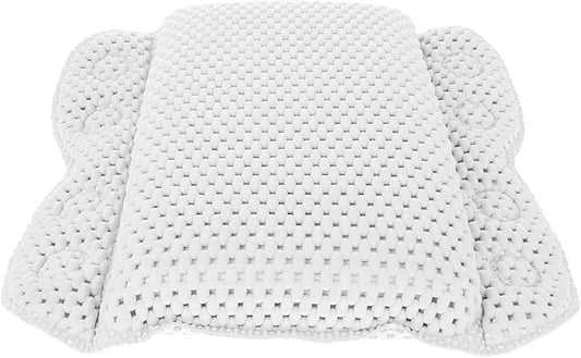 Bath Pillow for Tub Headrest with Suction Cups PVC Foam Soaking Tub Pillow for Home Spa and Hotel Use Non-Slip Neck and Back Support White