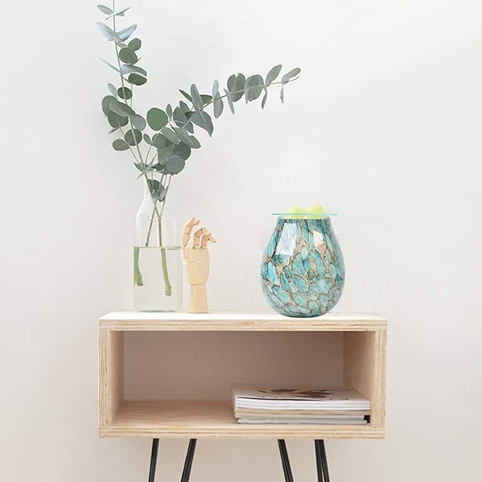 Electric Wax Melts Warmer Burner Essential Oil Warmer Wax Tart Burner Fragrance Night Light Aroma Decorative for Home Office Bedroom Living Room Decor Gifts (Light Green)