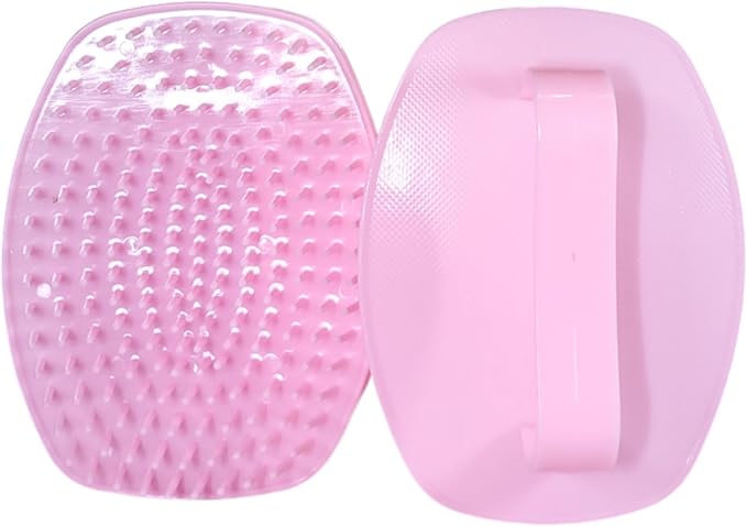 Detangler Hair Brush with Firm Bristles (4×3 in) – Dry & Wet Shampoo and Conditioner Scalp Massager for Deep Cleansing, Exfoliating & Dandruff Control. Multi-Use for Hair, Beard & Scalp (2 PC,Pink)