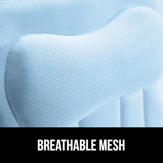GORILLA GRIP Bath Pillow for Tub, Strong Suction Cups, Headrest with Mesh FlexComfort Technology, Neck, Head and Back Support, Luxury Machine Wash Bathtub Pillows, Spa Essential Accessories, Blue