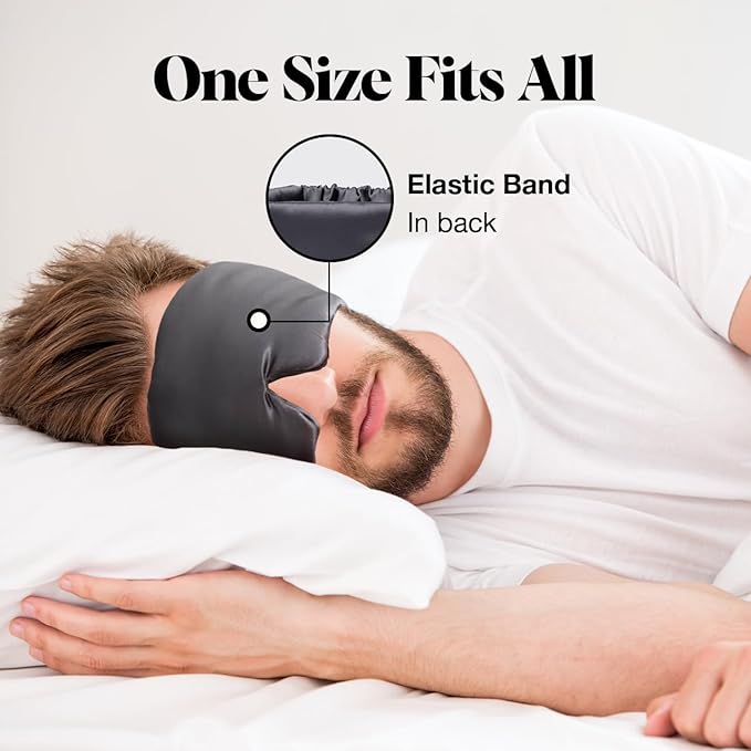 Kitsch Satin Sleep Mask - Eye Masks for Sleep, Softer Than Silk Satin Sleeping Mask Blindfold and Sleep Masks for Women and Men, Eye Care Travel Essentials - Charcoal Black